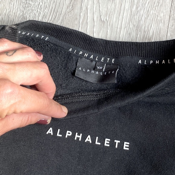 ALPHALETE (NWOT) - Crop Crew Neck Sweater - Black + White - Size XS - Picture 6 of 16